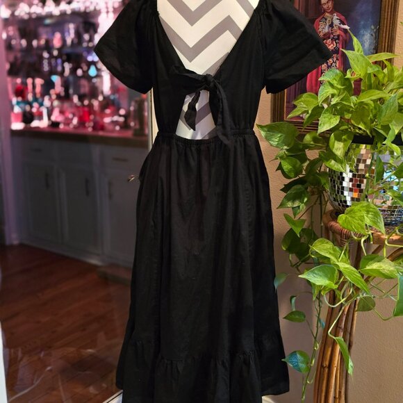 Dark Coquette Summer Black Midi Sheer Waist Dress Torrid 00 M/L - Picture 9 of 10